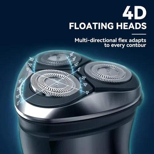 Miniatura 2 de MAX-T Maquinilla de afeitar eléctrica para hombres, afeitadora rotativa 4D para hombres, afeitadora recargable en húmedo y seco con recortadora