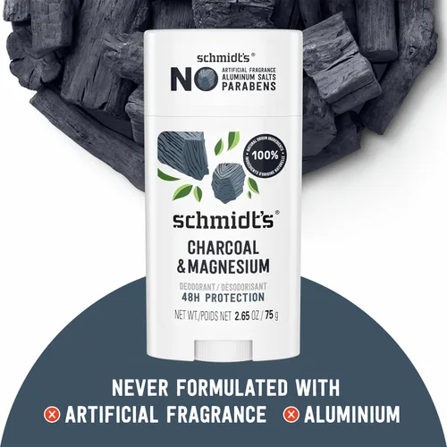 Miniatura 5 de Schmidt's Desodorante sin aluminio vegano con carbón y magnesio con protección contra el olor de 24 horas, para mujeres y hombres, ingredientes
