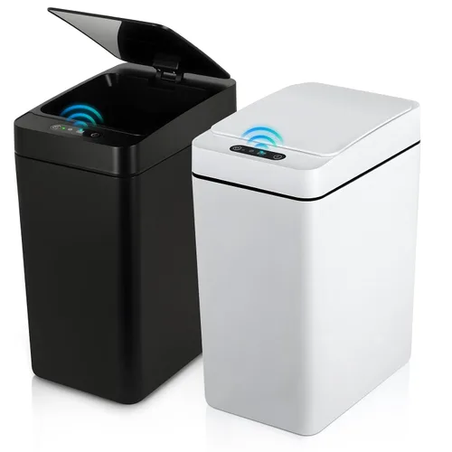 VZZNN Paquete de 2 cubos de basura automáticos sin contacto con tapa, cubo de basura delgado de 2.5 galones, ideal para cocina, dormitorio, sala de