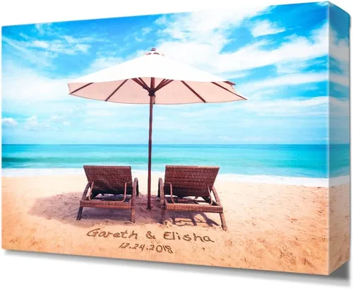 Miniatura 70 de IPIC - Tiernas mareas, ilustraciones personalizadas con nombres y fecha, regalo de amor para aniversario, boda, cumpleaños y vacaciones. 12#P (24x16)