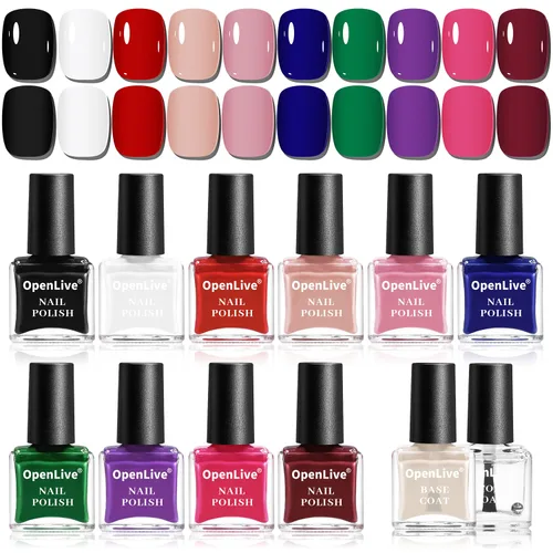 Miniatura 9 de OpenLive Juego de esmalte de uñas de gel de 10 ml, 6 colores con purpurina, rosa, rojo, rosa brillante, morado intenso, serie de esmalte de uñas