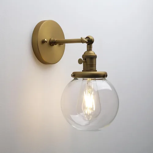 Phansthy Aplique de pared vintage con interruptor, luz de tocador de baño ajustable de 180 grados, lámpara de pared industrial con pantalla de