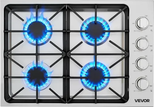 Miniatura 11 de VEVOR Placa de cocina de 30 pulgadas con 5 quemadores, 12250 BTU máx., estufa integrada de acero inoxidable, combustible dual GLP/GN, estufa de gas