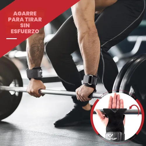 Miniatura 5 de COFOF - Correa de muñeca para levantamiento de pesas, correa de muñeca de doble capa de cuero para peso muerto y levantamiento de potencia, ganchos
