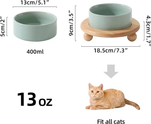 Miniatura 4 de Havniva Cuencos elevados para gatos de 5.1 pulgadas, cuenco elevado de cerámica para alimentos y agua, cuencos de comida para mascotas para gatos