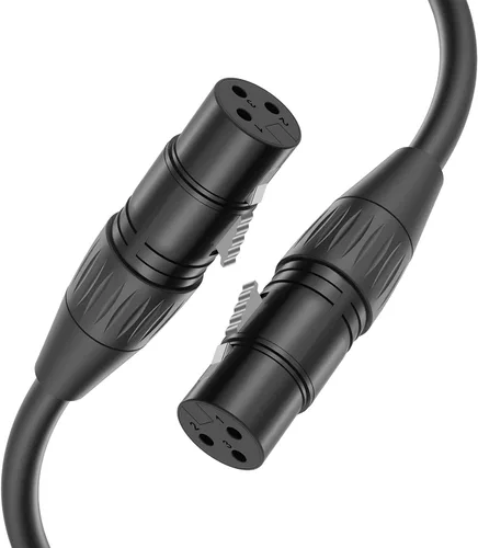 Cable XLR hembra a hembra, cable de micrófono XLR de 3 pines hembra a hembra para equipos de audio y sonido (5 pies/4.9 ft, 1 unidad)