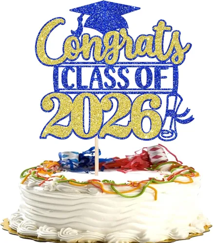 Miniatura 29 de Rsstarxi 1 paquete de 2026 con tapa de graduación 2026, decoración de pastel de felicitaciones graduadas para decoración de fiesta de graduación