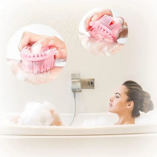 Miniatura 5 de TDHDIKE Esponja de silicona para el cuerpo, juego de 3 esponjas suaves exfoliantes para baño y ducha, cepillo para niños sensibles, mujeres