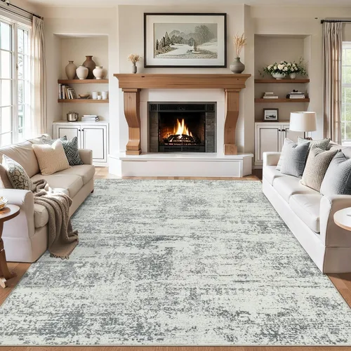 Miniatura 4 de Alfombras de 6x9 para sala de estar - Alfombra lavable moderna abstracta suave grande neutral antideslizante para piso interior resistente a manchas
