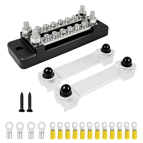 Miniatura 10 de LENKRAD Barras de autobús marinas M6 de 12 V, bloque de distribución de batería impermeable, bloque de terminales de alimentación de 150 A con 2