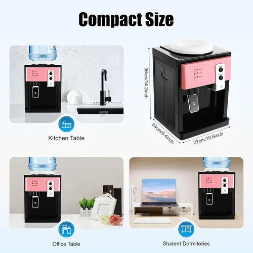 Miniatura 3 de Dispensador de enfriador de agua caliente y fría para botella de 5 galones, dispensador de enfriador de agua de carga superior con 3 ajustes