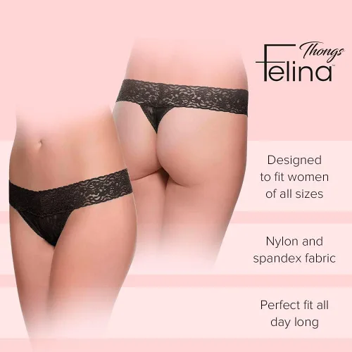 Miniatura 4 de Felina Tangas para mujer, paquete de 6 unidades, encaje floral súper elástico, ropa interior para mujer con refuerzo de algodón y ajuste suave