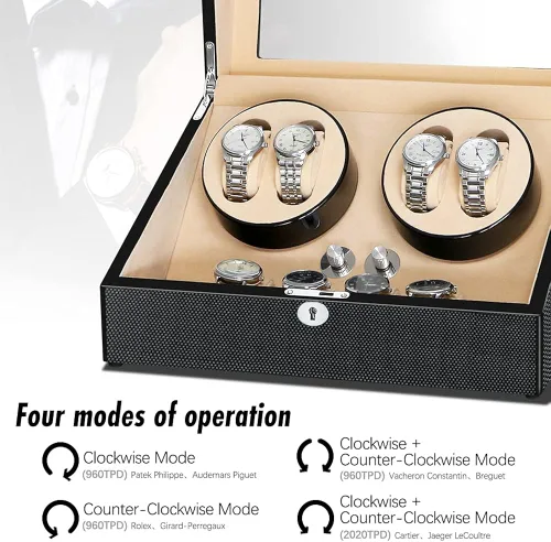 Miniatura 2 de TEEMING Caja de almacenamiento automática para 10 relojes automáticos 4 bobinas de reloj 6 ranuras 4 modos de reloj giratorios motor silencioso