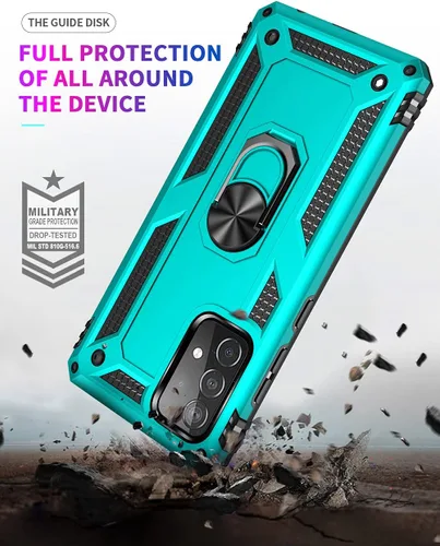Miniatura 6 de Funda para Samsung A52, Galaxy A52 con protector de pantalla HD, soporte de anillo de grado militar, soporte de coche de 15 pies, probada a prueba