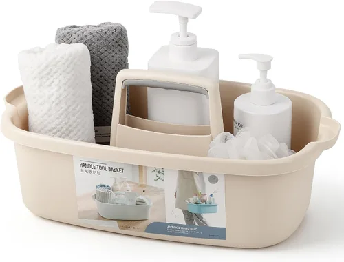 Organizador de suministros de limpieza grande portátil con asa, cubo de plástico, almacenamiento de herramientas para baño, dormitorio, cocina,