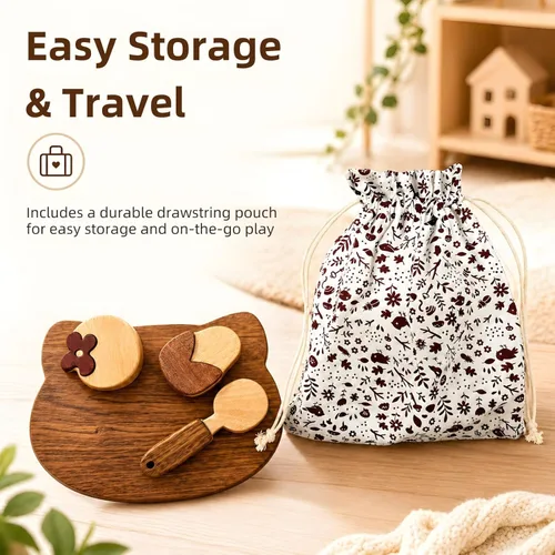 Miniatura 7 de Juguetes de madera para niños Juego de accesorios de cocina de juego de simulación Tabla de cortar de madera y juego de cuchillos de frutas