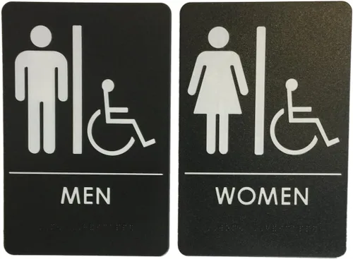 Miniatura 11 de Hecho en EE.UU. - Letreros de Baños para Hombres y Mujeres Compatibles con ADA, Señales de Puertas de Baño para Oficinas, Negocios y Restaurantes