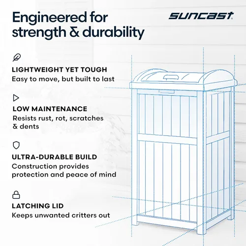 Miniatura 6 de Suncast GH1732C - Cubo de basura de resina de 15.75 x 16 x 31.6 pulgadas, para exteriores, comercial, 33 galones, 31.6 pulgadas, cubo de basura