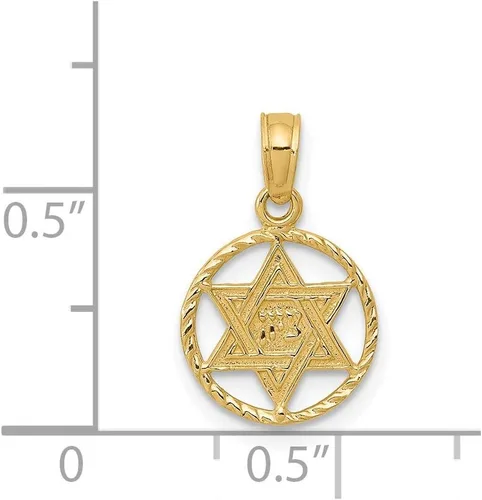 Miniatura 4 de Colgante de oro amarillo de 14 k con estrella de David en círculo, Metal, No es una piedra preciosa