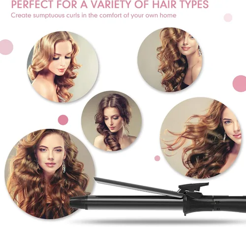 Miniatura 6 de Rizador de 1 1/4 pulgadas con barril de cerámica de turmalina clipada, rizador de cabello profesional de 1.25 pulgadas hasta 450°F, doble voltaje