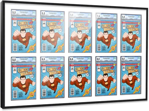 Miniatura 29 de Marco de cómic con paspartú para 8 CGC, CBCS o PGX Graded Comics - Marco de cómic blanco para cómics de 8.125 x 13 pulgadas Marco blanco