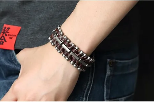 Miniatura 4 de PINKPIN Pulseras de cuero para hombres y mujeres, pulsera ajustable de cuero unisex