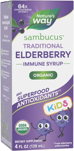 Nature's Way Sambucus - Jarabe inmunológico tradicional de saúco para niños, extracto concentrado de saúco negro, apoyo inmunológico tradicional*,