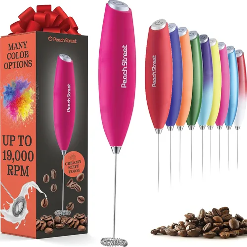 Miniatura 22 de Potente espumador de leche de mano, mini espumador de leche, funciona con pilas (no incluida), mezclador de bebidas de acero inoxidable para café