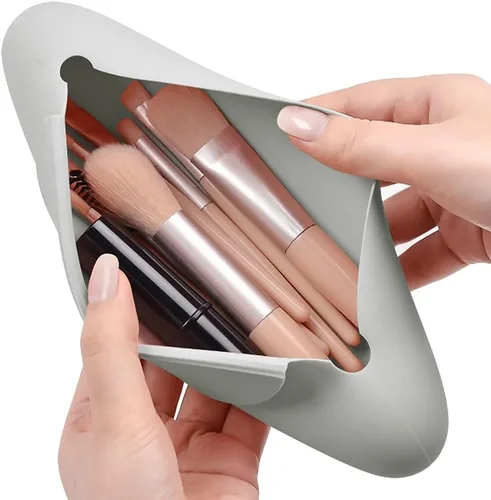 Miniatura 2 de TUCANA Soporte para brochas de maquillaje de viaje prémium con cierre magnético, organiza y asegura tus brochas sobre la marcha, Gris, Moda