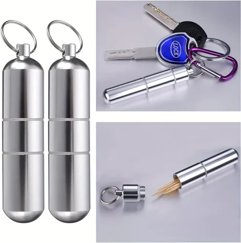 Miniatura 3 de Caja de cigarrillos de aluminio mini titular con llavero Metal impermeable redondo cigarrillos caja de bolsillo