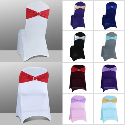 Miniatura 3 de Babenest Fajas de elastano para silla con lazos 30 piezas, banda elástica premium para silla con hebilla deslizante, lazos universales elásticos Rojo