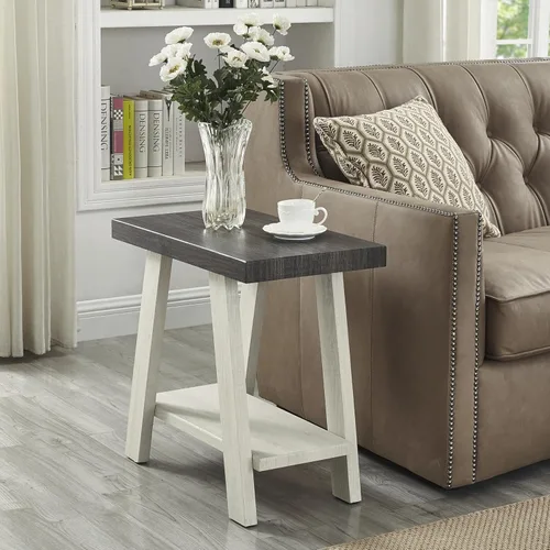 Miniatura 19 de Roundhill Furniture Athens Mesa Auxiliar Contemporánea de Madera con Estante, Negro