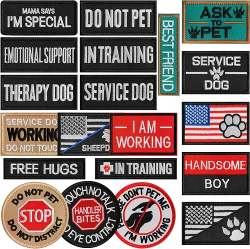 Miniatura 7 de AXEN 10 parches tácticos de moral para arnés de chaleco de perro, parches de gancho y lazo para perro de servicio bordado completo para chaleco 10