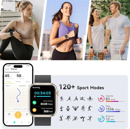 Miniatura 3 de Relojes Inteligentes para Hombres y Mujeres (Contestar/Hacer Llamadas), Reloj de Fitness con Batería de 7 Días con Monitor de SpO2/FC/Sueño/PA, Más