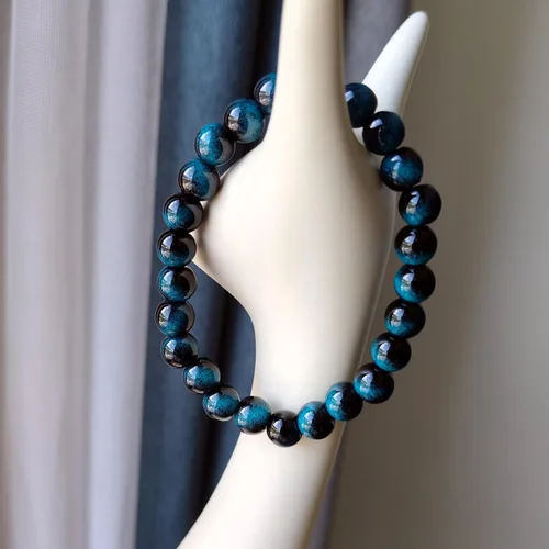 Miniatura 40 de Pulseras de triple protección con piedra de ojo de tigre de obsidiana negra con hematita para hombres y mujeres, pulsera de piedra curativa