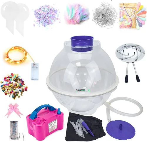 Miniatura 9 de Máquina de rellenar globos, kit de herramientas para rellenar globos con bomba expansora de globos y 9 accesorios, máquina de envoltura de regalo