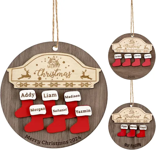 Miniatura 8 de Adornos de Navidad personalizados 2025 con nombres, adornos de madera personalizados de Navidad, adornos de pata personalizados, regalos