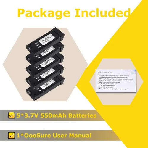 Miniatura 5 de 5 unids E58 3.7V 550mAh 25C 721855 baterías de litio recargables para JY019 WiFi Mini FPV Quadcopter RC Drone