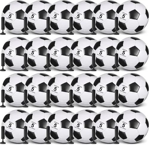 Miniatura 8 de Sotiff 24 pelotas de fútbol a granel con 24 bombas de fútbol desinfladas para niños, adolescentes, fútbol a granel para entrenamiento