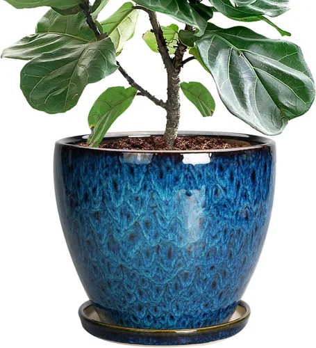 Miniatura 15 de Maceta para Plantas de 6.8 Pulgadas - Maceta de Cerámica con Orificio de Drenaje y Platillo, Maceta Redonda Moderna para Flores, Macetas