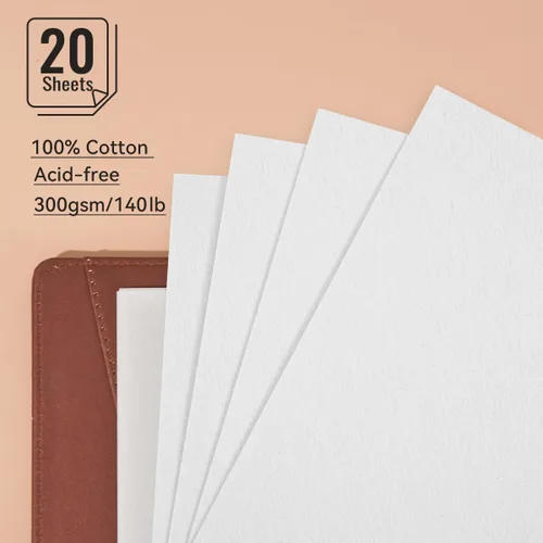 Miniatura 2 de Libro de bocetos de acuarela Lightwish, papel de acuarela 100% algodón sin ácidos, 300 gsm/140 lb papel de acuarela prensado en frío para artistas