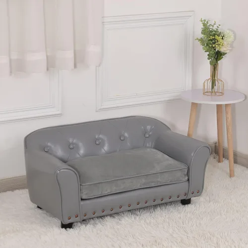 Miniatura 5 de Sofá para perros, cama para cachorros, sofá para gatos, sofá para mascotas, silla para perros, cama pequeña para mascotas, con clavos de cobre y Gris