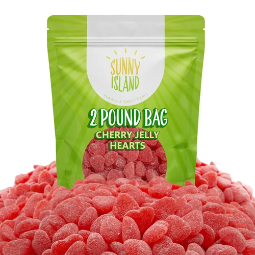 Miniatura 3 de Candy Hearts, caramelos de gelatina de corazones de cereza, gelatinas de cereza, bolsa de 2 libras Caramelos sin gelatina, caramelo nostálgico