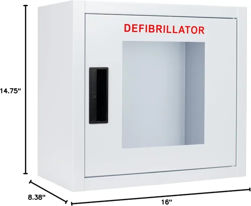 Miniatura 2 de Gabinete AED estándar, no alarmado, grande. Se adapta a todos los desfibriladores en el mercado. Mide 14.75 pulgadas de alto x 16 pulgadas de largo