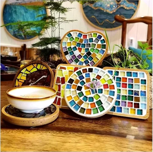 Miniatura 5 de 100 Piezas de Azulejos de Mosaico a Granel de Colores Surtidos, Azulejos de Vidrio Opaco para Manualidades de Mosaico DIY, Adornos para el Hogar