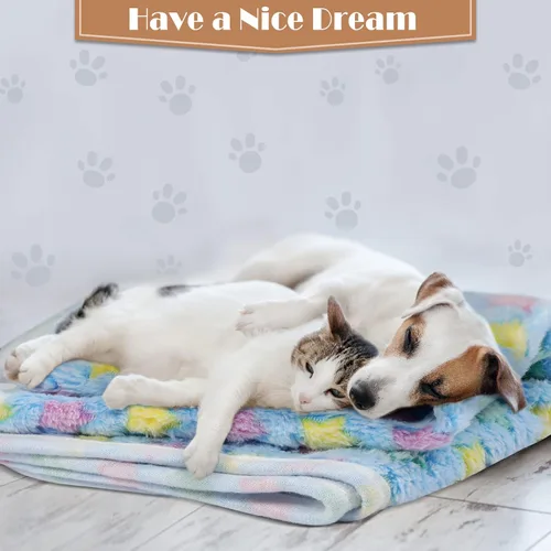 Miniatura 4 de Tatuo 12 mantas para perros de 16 x 24 pulgadas, súper suaves y cálidas, tapete para dormir para gatos, mantas de vellón mullido con bonitos
