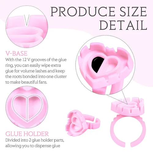 Miniatura 3 de Yaomiao 500 anillos de pegamento para extensiones de pestañas, desechables, anillos de pegamento para salones de belleza, soporte para vasos