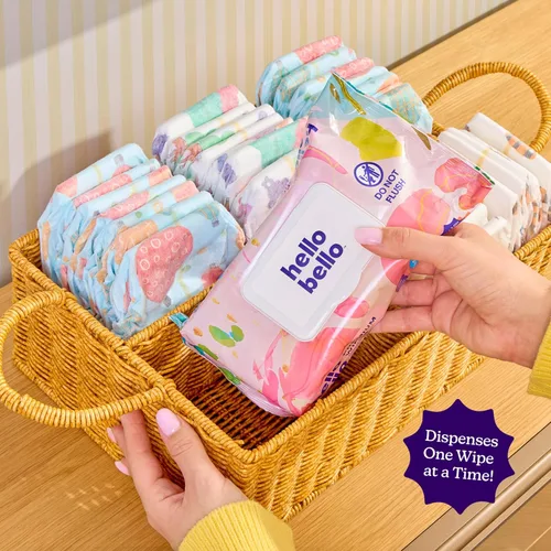 Miniatura 5 de Hello Bello Toallitas premium, diseñadas para pieles sensibles con extractos de manzanilla y aloe, Rosy Posy