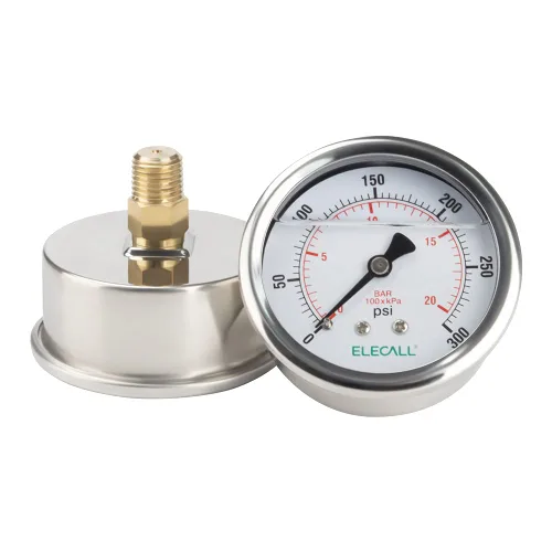 Manómetro de presión lleno de aceite de silicona de 300psi para prueba de presión de agua, aceite y aire en bomba de piscina, filtro de arena,