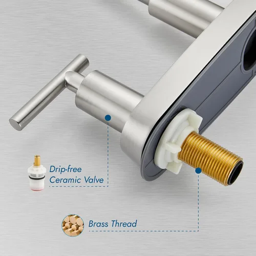 Miniatura 5 de Grifos de cocina, grifo de fregadero de cocina de arco alto con boquilla giratoria de 360°, 2 manijas, centro de 8 pulgadas, grifo de cocina RV